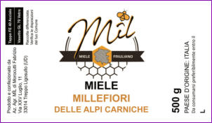 Etichetta Miele Millefiori Alpi Carniche